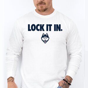LOCK IT IN UCONN Huskies, March Madness Basketball themed long sleeve t-shirt